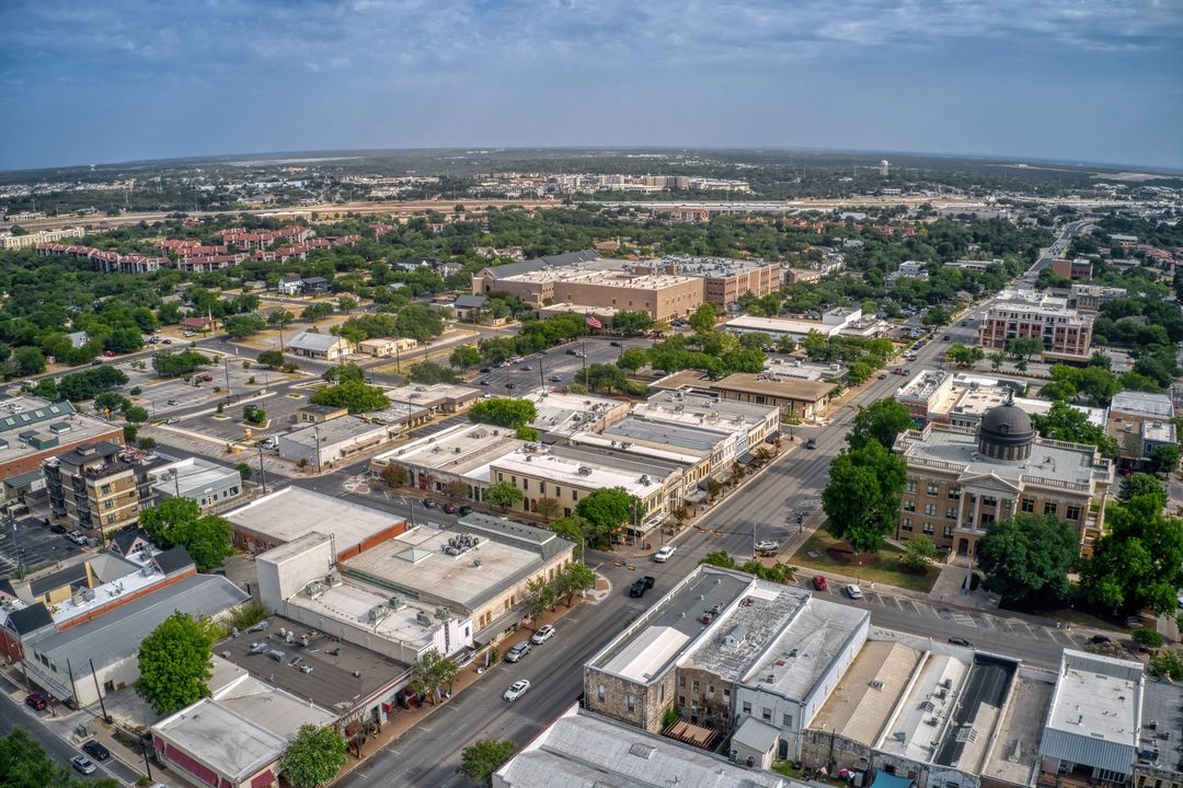 aerial photo of roofing systems in Georgetown, TX