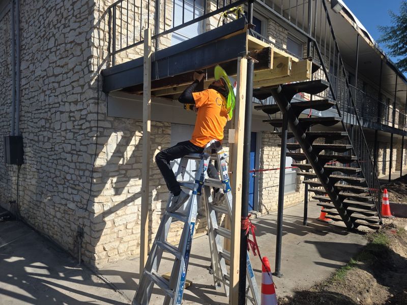 stairs being built as part of a commercial or multifamily tenant improvement project